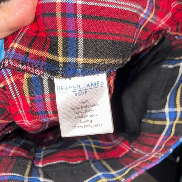 Draper James RSVP Plaid Pants Red Black XL Stretch Tartan Ankle Preppy Holiday - Picture 5 of 7